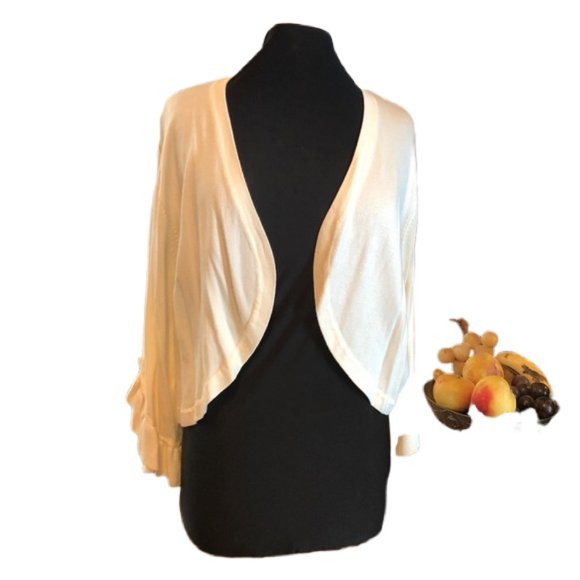 Lane Bryant Knit Cropped Cardigan Ruffle Sleeve - Picture 1 of 6